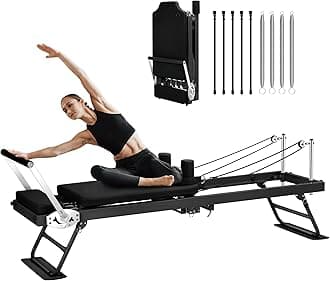 Pilates Reformer Machine for Home Workout, 78" Foldable Pilates Equipment wit...