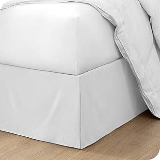 Bare Home Full Bed Skirt - 15-Inch Tailored Drop Easy Fit - Bed Skirt for Full Beds - Center & Corner Pleats (Full, White)