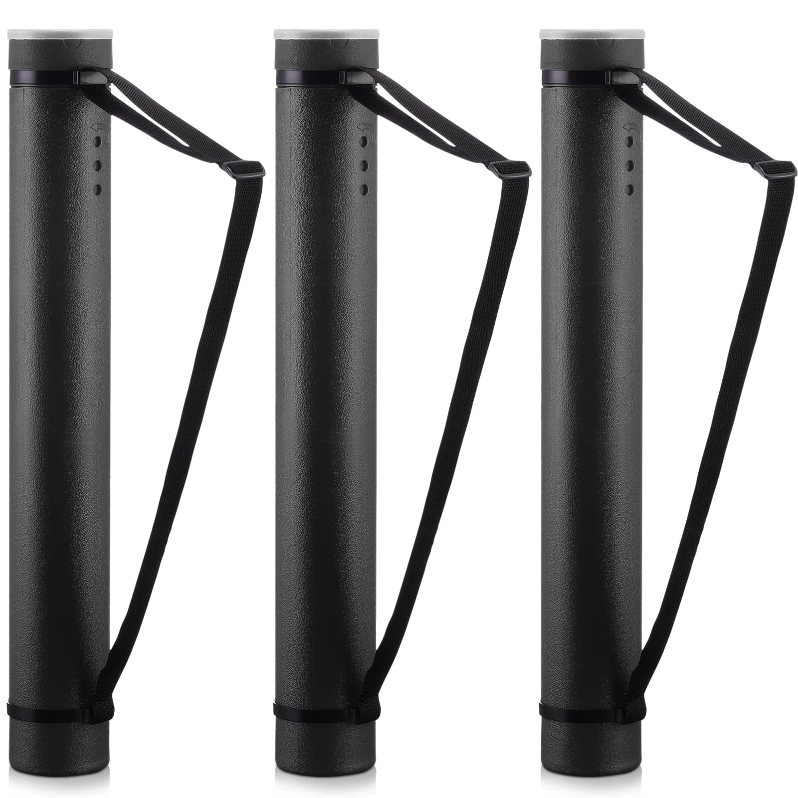 Mimorou 3 Pcs Extendable Poster Tubes Plastic Poster Document Storage Tube with Carrying Strap 24-40 Inch Expanding Blueprint Holder Telescoping Tube with Cap Waterproof Art Poster Tubes (Black)