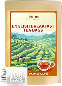 English Breakfast Tea Bags 100 Count, Vegan, Rich Flavor, Classic Black Tea Sourced from Ceylon and China, Biodegradable Tea Bags