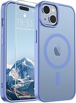 SUPFINE Magnetic for iPhone 15 Case (Compatible with MagSafe) (Military Grade Drop Protection) Slim Translucent Matte Shockproof with Anti-Fingerprint Phone Case, Blue Purple