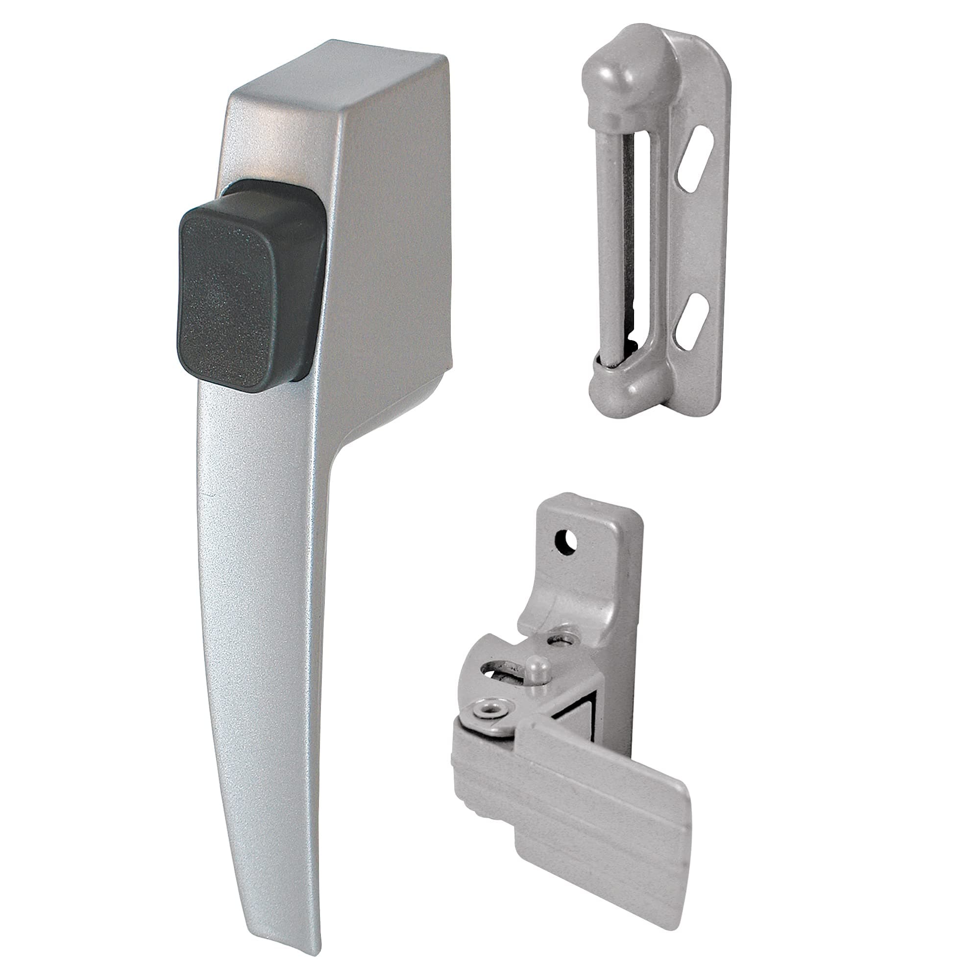 K 5006 Screen/ Storm Door Push Button Latch Set w/ Night Lock – Replace Old or Damaged Screen or Storm Door Handle – Aluminum Finish, Fits Doors 5/8 – 1-1/4” Thick (Single Pack)