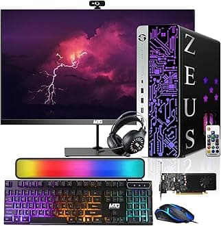 HP G3 Gaming Desktop PC, Intel i7 6th Gen, GT 1030 2GB DDR5, 16GB RAM, 256GB SSD + 1TB HDD, 22 Inch Monitor, RGB Kit, Windows 11 (Renewed)