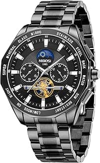 NIBOSI Men's Watches Analog Chronograph Quartz Gold Watches for Men Business Waterproof Military Stainless Steel Wrist Watches Date Calendar