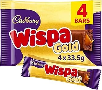 Cadbury Wispa Gold Chocolate, Indulgent Milk Chocolate with Caramel Centre, 4 x 38.3 g Bars (Pack of 1)