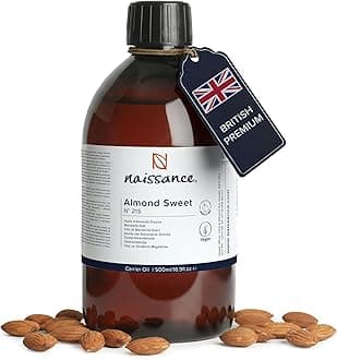 Sweet Almond Oil (no. 215) 500ml – For Skin, Hair, Massage, Nails, Cuticles, Ears, Face, Body, Stretch Marks - Natural Skin Care, Carrier Oil for Aromatherapy
