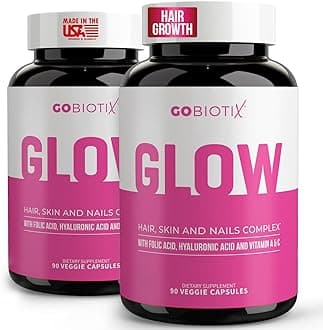 GOBIOTIX Hair Skin and Nails Vitamin Supplement - 10000mcg Biotin Pills with Hyaluronic Acid, Folate, Iron, Magnesium, and Zinc - Collagen Production, Hair Growth - 60 Servings