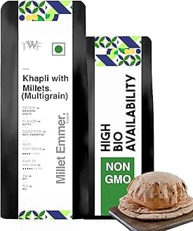 Khapli Multigrain Atta | 1kg | With 12 Super Grains Mix | No Body Heat Build-Up | Diabetic Friendly | Low Gluten | Low Glycemic Load | High Protein & High Fibre | Khapli, Jowar, Barnyard, Foxtail, Kodo, Buckwheat, Amaranth, Little Millet, Ragi, Pearl, Quinoa, Browntop and Proso | Emmer Multigrain Flour