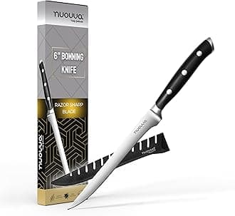 nuovva Kitchen Boning Knife – Professional Filleting Knives – 6 inch German High Carbon Stainless Steel – Meat and Fish Slicing Knife