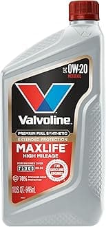 Valvoline MaxLife Extended Protection High Mileage 0W-20 Full Synthetic Motor Oil 1 Quart
