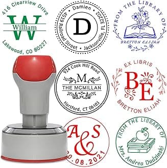 Custom Round Stamp Personalized Library Book Stamps Customized Self-Inking Rubber Stamp with Name Text Logo Create Your Own Stamp