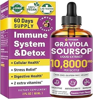 Graviola Soursop Leaf Extract Liquid - Soursop Bitters Liquid, Support Immune, Relax, Liver and Sleep, Sugar & Alcohol-Free, Highly Absorbable Formula, Passion Fruit Flavor, 2 Fl Oz