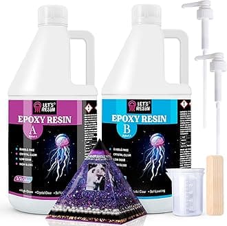 LET'S RESIN Epoxy Resin Kit,1 Gallon Bubble Free & Crystal Clear Epoxy Resin for Casting, DIY, Art, Molds,Jewelry（Including 0.5 Gallon Resin + 0.5 Gallon Hardener）
