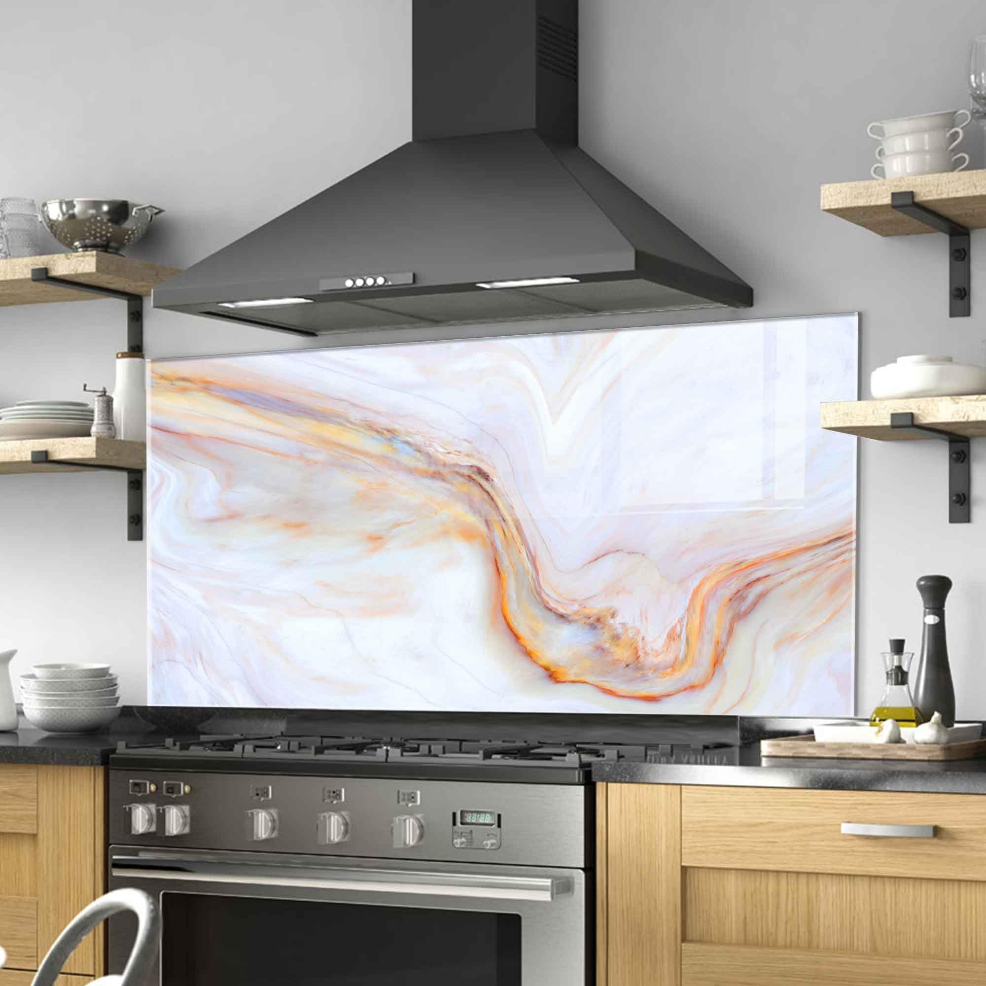 Tempered Glass Kitchen Backsplash, Stove Back Top Cover, Splashback Tile, Kitchen Sink Cover Splash Guard, Home Wall Decor (25.5x17.7''-(65x45cm))