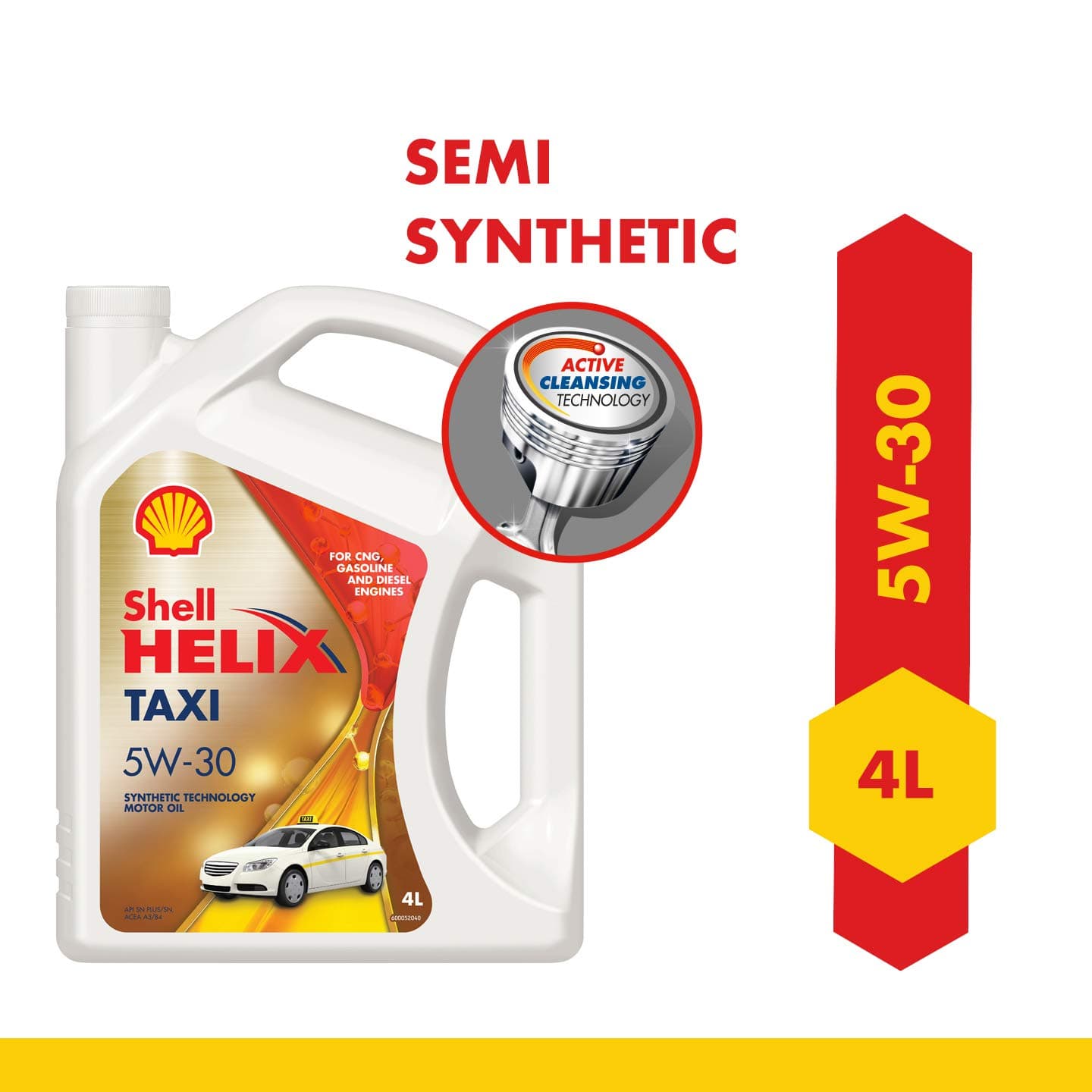Helix Taxi 5W-30 API SN Plus Synthetic Technology Engine Oil for Petrol, Diesel & CNG Cars (4 L)