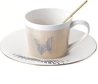 Old Craftsmen's Coffee Cup and Saucer Sets 8.45oz Unique Dynamic Mirage Reflection Tea Cup Luxury Porcelain Mirror Ceramic Mug Gifts for Cappuccino Espresso 250ml Butterfly