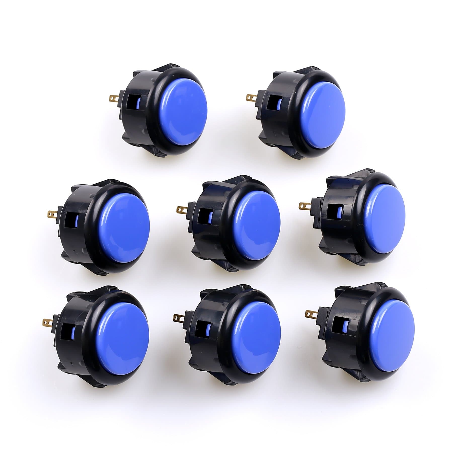 8 pcs OBSF-30 Original Push Button 30mm - for Arcade Jamma Video Game & Arcade Joystick Games Console (Black & Blue), Use for Arcade Game Machine Cabinet S@NWA
