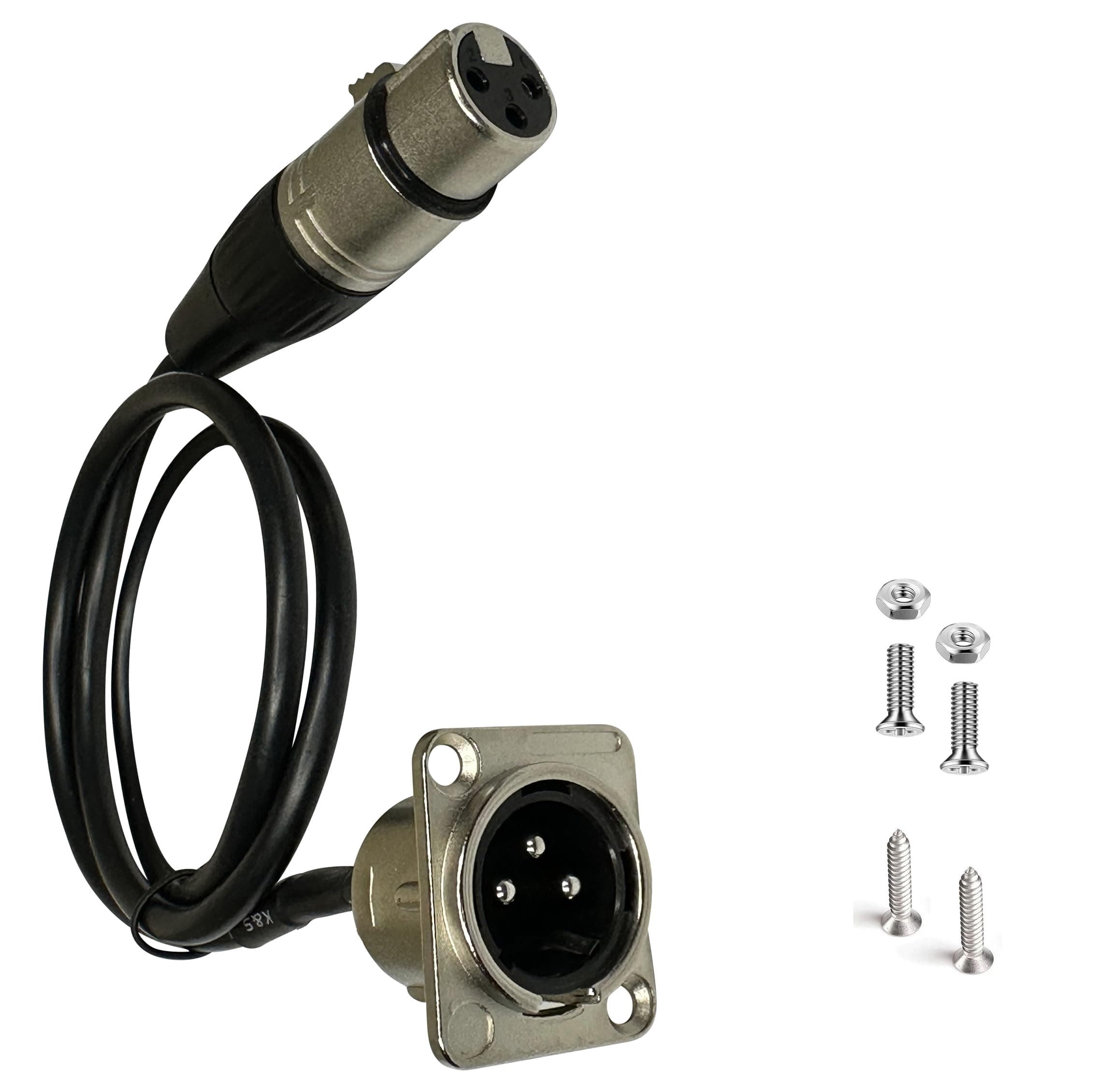 Premium XLR Pass Through Cable, No Solder, for Stage Box, Patch Panel, Floor Box - No Solder for Pro Audio Installations (Male to Female)