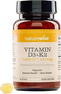 NatureWise Vitamin D3 5000IU + K2 (MK7) 100mcg with Organic Extra Virgin Coconut Oil - Supports Calcium Absorption, Bone & Immune Health - Non-GMO, Soy & Gluten-Free - 90 Softgels[90-Day Supply]