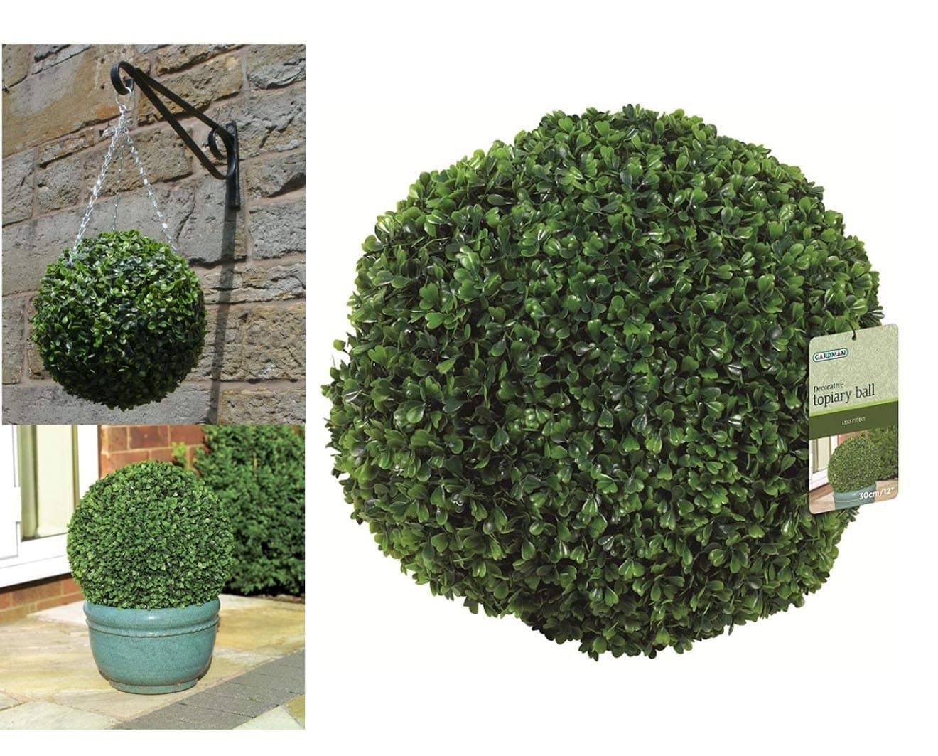 Eden Bloom 02802 Topiary Ball Leaf Effect, Green, 30 cm