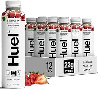 Huel Ready-to-Drink | Strawberry Shortcake Meal Replacement Drink | High Protein Drink | Nutritionally Complete, Low Sugar, High Fiber, Plant Based, Vegan, Healthy | 22g Protein Per Bottle, 16.9 Fl Oz (12 Pack)