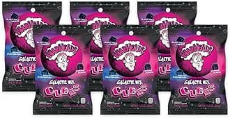 WARHEADS Galactic Mix Cubes - Sour Sweet & Fruity Chewy Candy - Black Hole Cherry, Rocket Raspberry & Cosmic Punch Flavors - 7.25 oz. Bags - 6 Pack