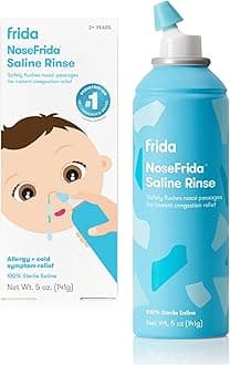 Frida Baby Saline Rinse for Toddler, Kids, Ages 2+, Saline Rinse for Sinus, Instant Congestion Relief & Allergy Relief, Flush Out Allergens, Mucus, Pollen, Dust, Safe for Daily Use
