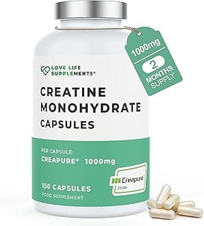 Creapure® Creatine Monohydrate Powder (in Capsule Form) by LLS | 150 Capsules (1 Gram per Capsule) | 30-50 Servings | - 'Clean, Effective, High Quality'
