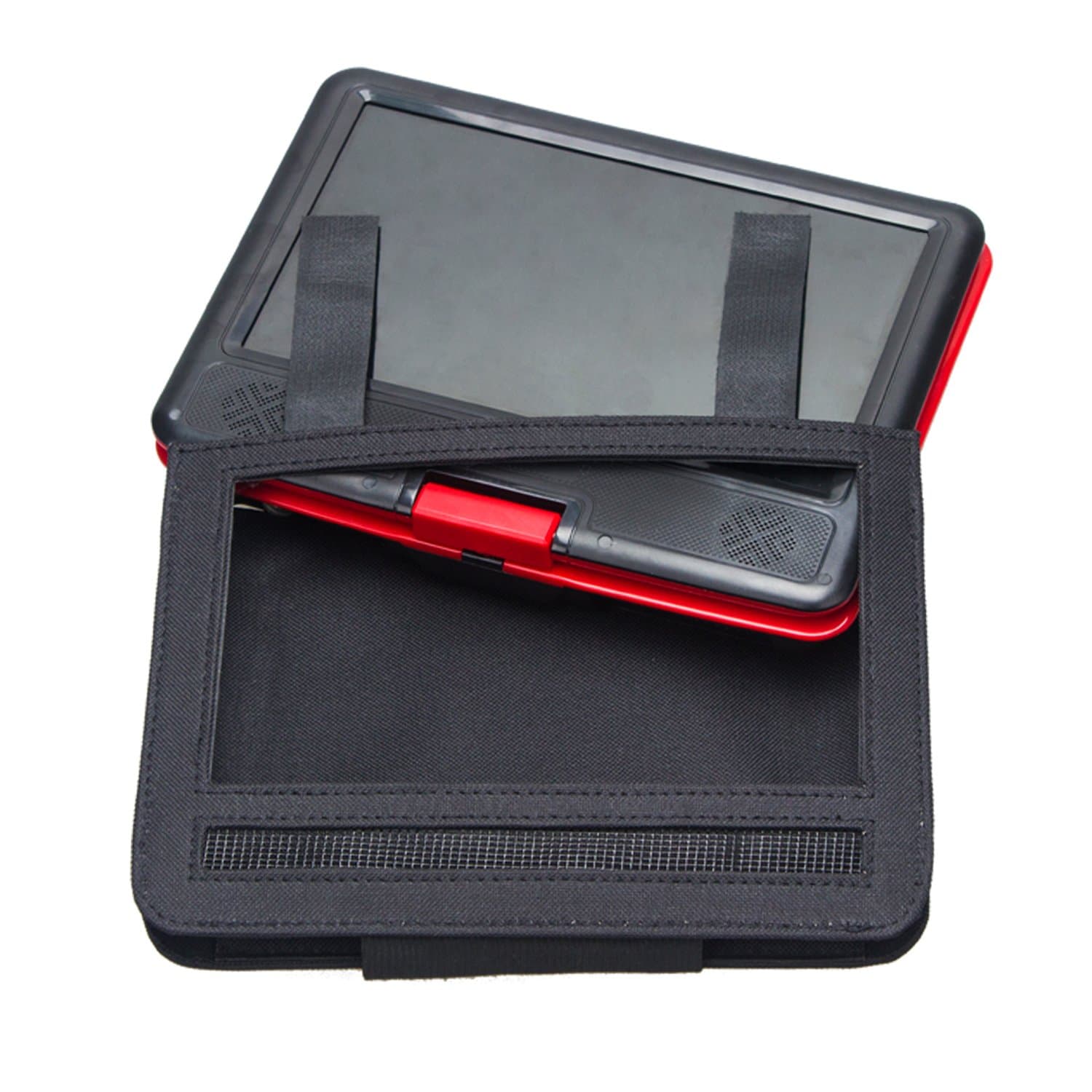 9.8" LCD Screen Portable DVD Player with Fabric Case Holder Car Headrest Mount, Red+Black