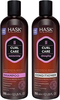 Curl Care Shampoo + Conditioner Set with Coconut and Argan Oil | For Curly Hair, Sulfate-Free, Paraben-Free, Gluten-Free, Vegan, Cruelty-Free, Color Safe | 12oz each