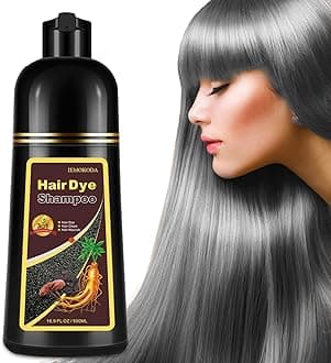 Silver Gray Hair Dye Shampoo 3 in 1, Root Touch-Up, Grey Hair Coverage for Women & Men, Natural Hair Color Lasts Up to 3 Weeks, Pure Plant Bubble for All Hair Types