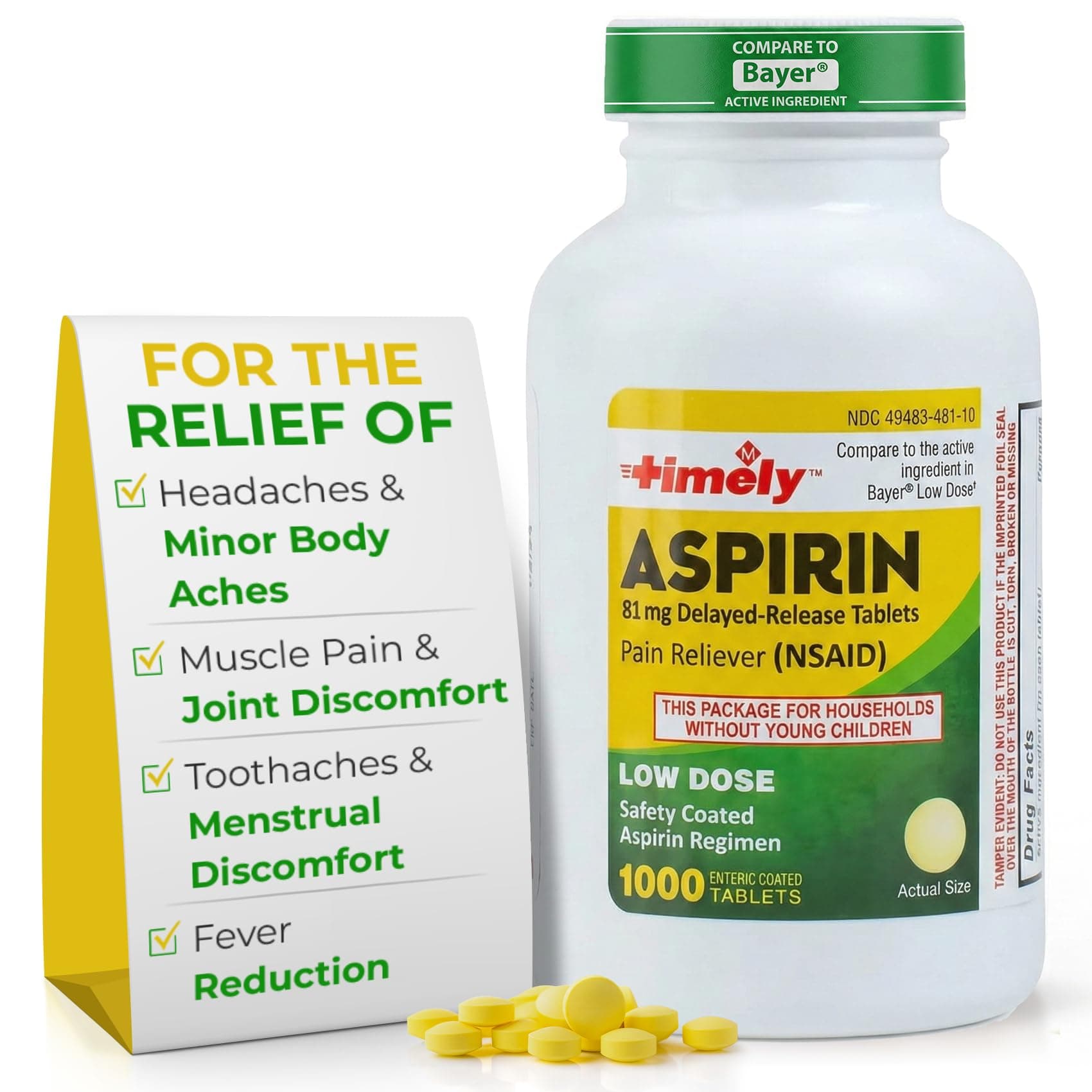 Timely by Time Cap Labs - 1000 Count Low Dose Aspirin 81mg