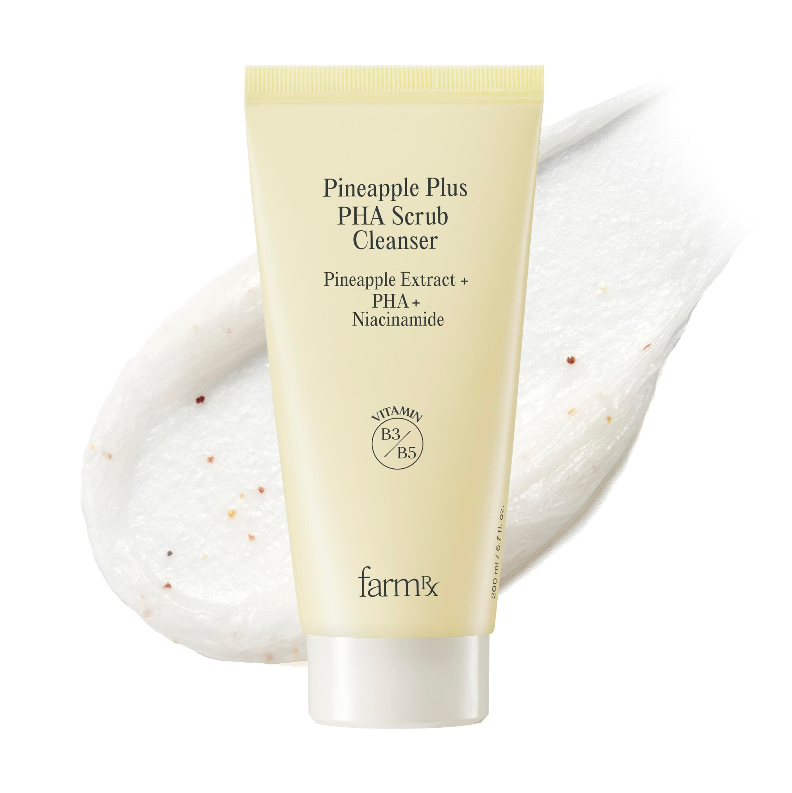 Pineapple Plus PHA Scrub Cleanser (6.7fl oz) - Gently Exfoliating Face Wash for Smooth Skin. Korean Skin Care. PHA, Niacinamide, Panthenol.