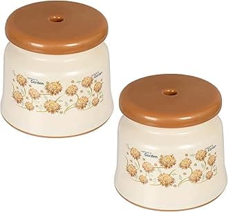 Kuber Industries Pack of 2 Bathroom Stool | Plastic Stool for Bathroom | Stool for Sitting | Anti -Slip with Strong Bearing | Patla for Toilet | Printed Design | Cream