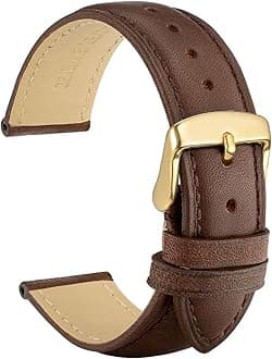 WOCCIVintage Leather Watch Straps with Clasp Gold, Replacement Strap for Men and Women, Watch Strap 14 mm, 16 mm, 18 mm, 19 mm, 20 mm, 21 mm, 22 mm