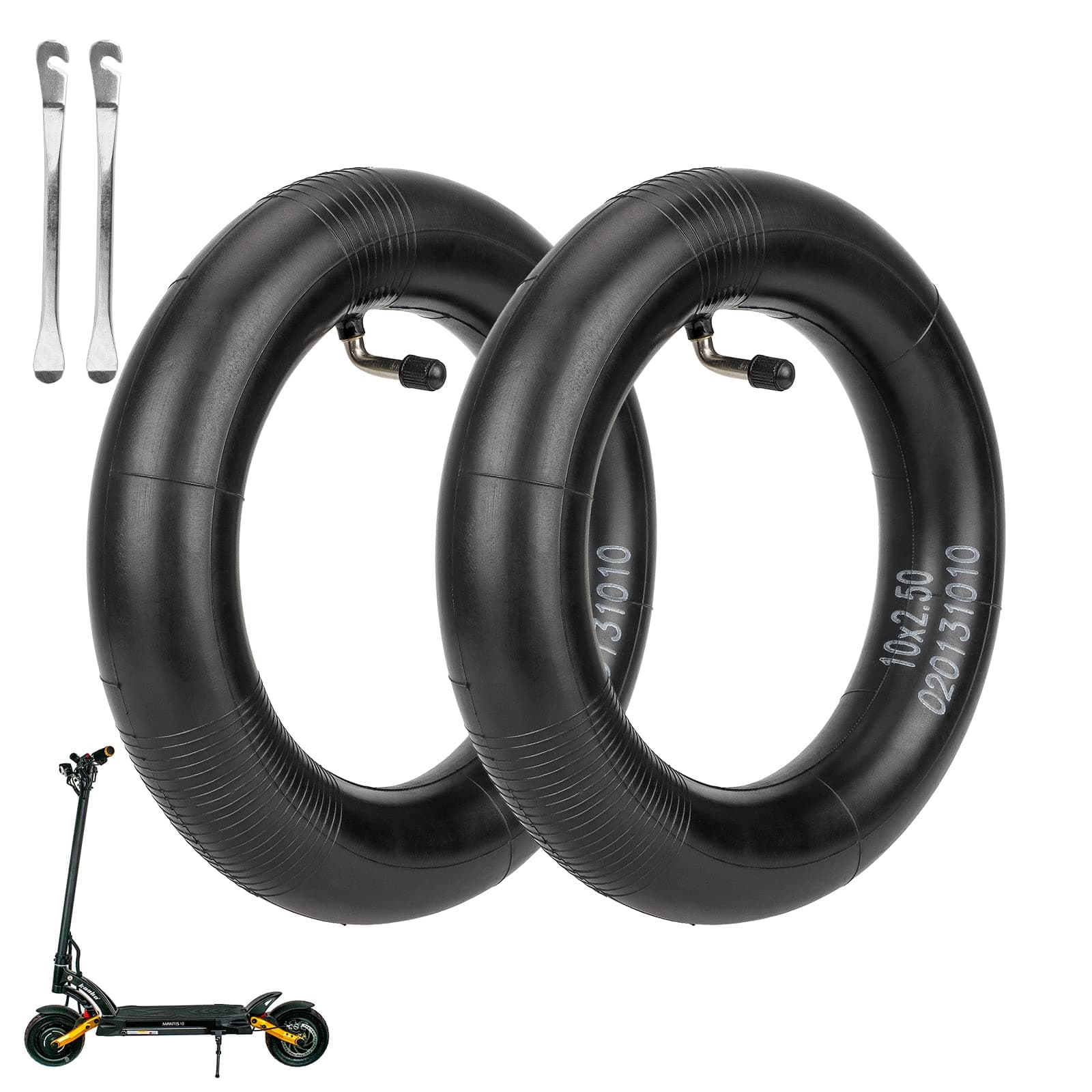 ulip (2-Pack 10x2.5 Replacement Inner Tubes with 90 Degree for Nanrobot D4 Plus D6+ Gotrax Gmax Ultra Mantis 10 Pro SE Kugoo M4 Zero 10X VSETT Scooter