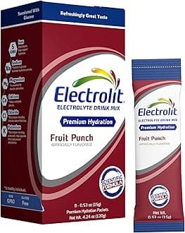 Electrolit Electrolytes Powder Packets, Fruit Punch 8 Pack, Powdered Hydration Packets for Dehydration & Rehydration, Post Workout Flavored Hydrating Drink Mix, Gluten Free Daily Water Enhancer Sticks