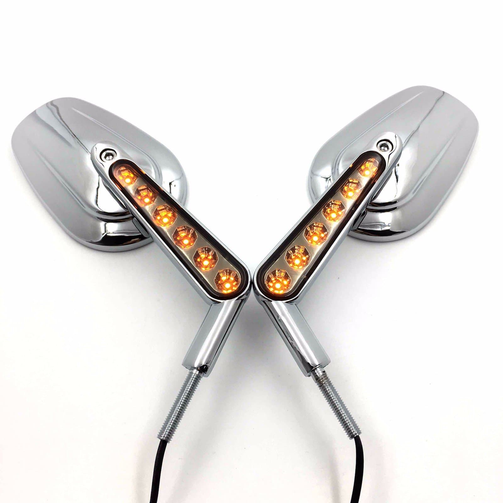 Chrome Rear View Left Right Mirrors with LED Stem for Harley DAVIDSON SOFTAIL XL/VRSCAW V-ROD