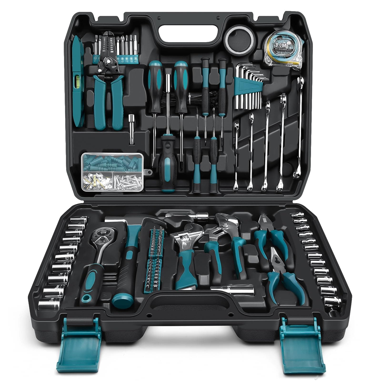 Home Tool Kit 281-PCs - Protable Complete Basic Hand Repair General Tool Sets for Men Women - Tool Set with Socket Wrench Set & Screwdriver Set & Metric Hex Key & Pliers & Tool Box Case