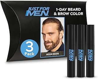 1-Day Beard & Brow Color, Temporary Color for Beard and Eyebrows, For a Fuller, Well-Defined Look, Up to 30 Applications, Medium Brown, Ships in Eco-Friendly Packaging (Pack of 3)