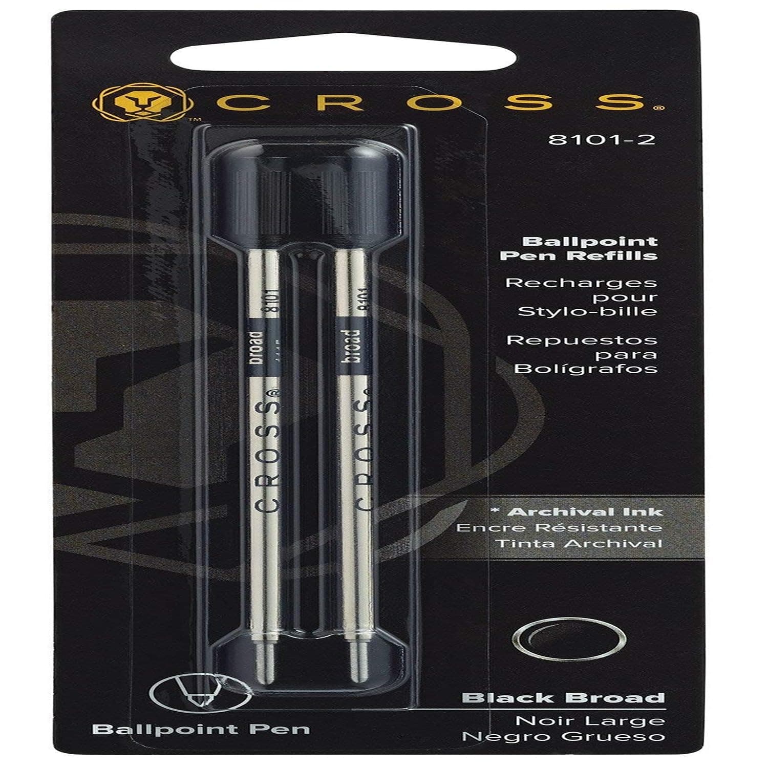 Cross Ballpoint Pen Refill - Black - Broad - 2-Pack - Refill for Consistent Ink Flow - Quick-Drying &