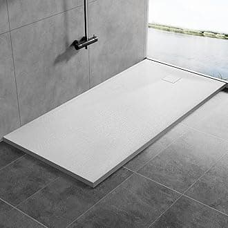 AQUARA Shower Trays, 1700 x 800mm Slate Effect SMC Slip-Resistance Shower Base with Waste & Resin Cover. Stylish and Durable White Tray for Shower Cubicle