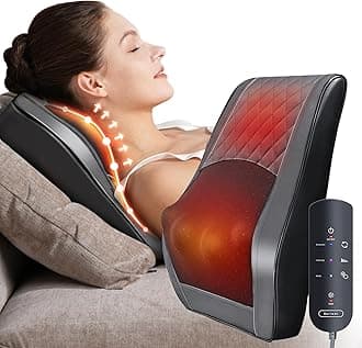 Boriwat Back and Neck Massager with Heat - 3D Kneading Massage Pillow for Neck, Shoulder, Leg Pain Relief - Gifts for Men, Women, Mom, Dad - Relax at Home, Office, Car - Dark Gray