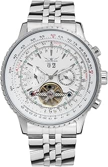 Golden Bezel Big Dial Tourbillon Design Mens Watches Brand Luxury Stainless Steel Automatic Mechanical Wrist Watch with Calendar