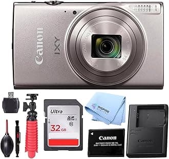 PowerShot IXY 650 (ELPH 360 HS) Digital Camera (Silver) – 20.2MP Wi-Fi Enabled – Includes 32GB Memory Card, Flex Tripod & Full Accessory Bundle W/Inspire Digital Cloth (Renewed)
