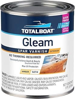 Gleam Marine Spar Varnish, Gloss and Satin Polyurethane Finish for Wood, Boats and Outdoor Furniture (Satin Low-Sheen Pint)