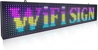 Outdoor LED Digital Signs Display WiFi Control With High Brightness Scrolling LED Sign Programmable for Store Business Board (Full Color P10 40x8 inch)