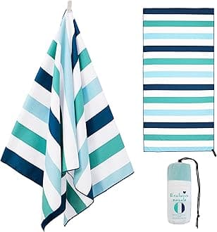 Exclusivo Mezcla Microfiber Beach Towel for Adults, Large Sand Free Quick Dry Beach Pool Towel, Lightweight Compact Absorbent Travel Camping Towel (Green, 30"X60")
