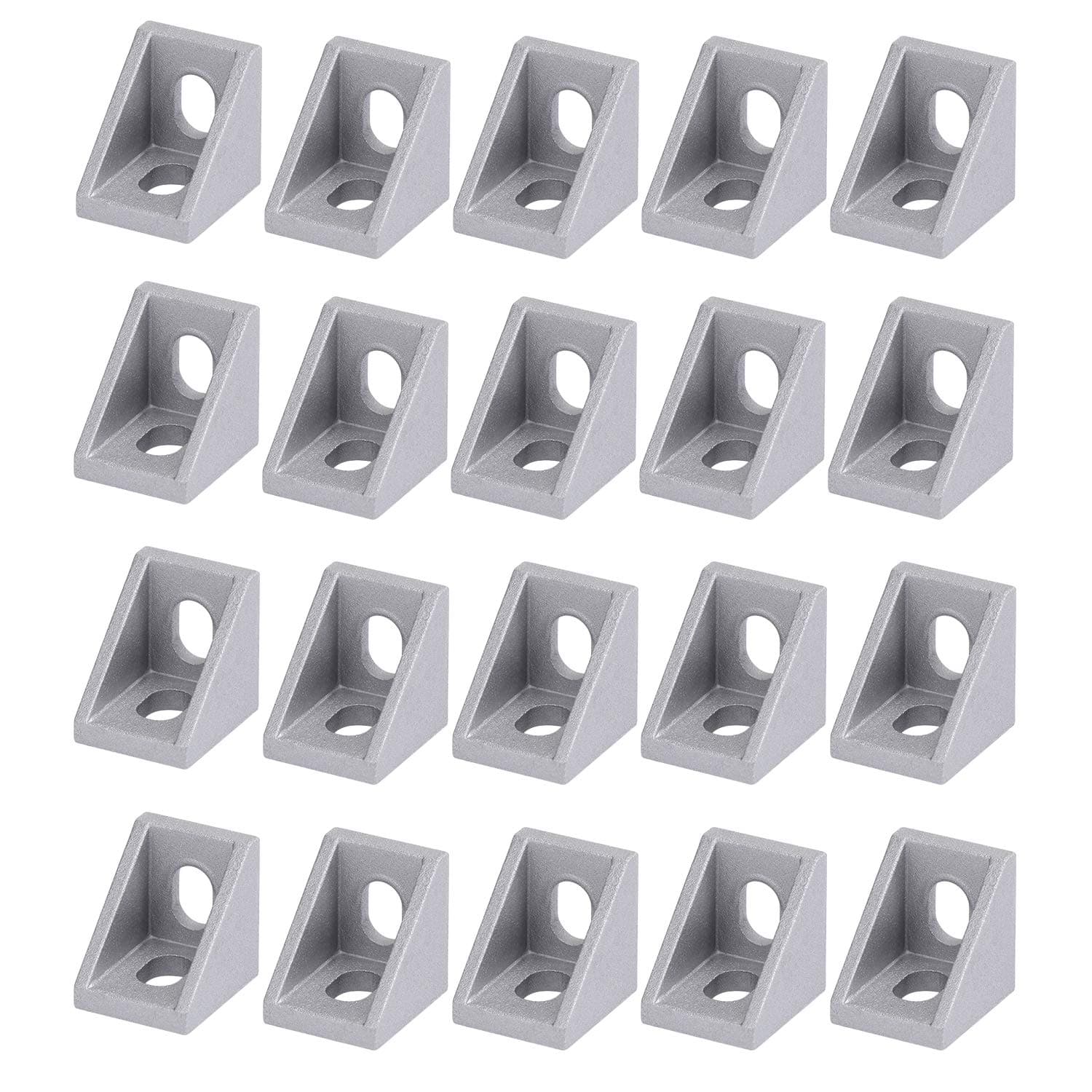 OCR 20Pcs Corner Bracket Right Angle, L Brackets Connector, 2020 Series 2 Hole Aluminum Brackets for Aluminum Extrusion Profile with Slot 6mm, 20x20