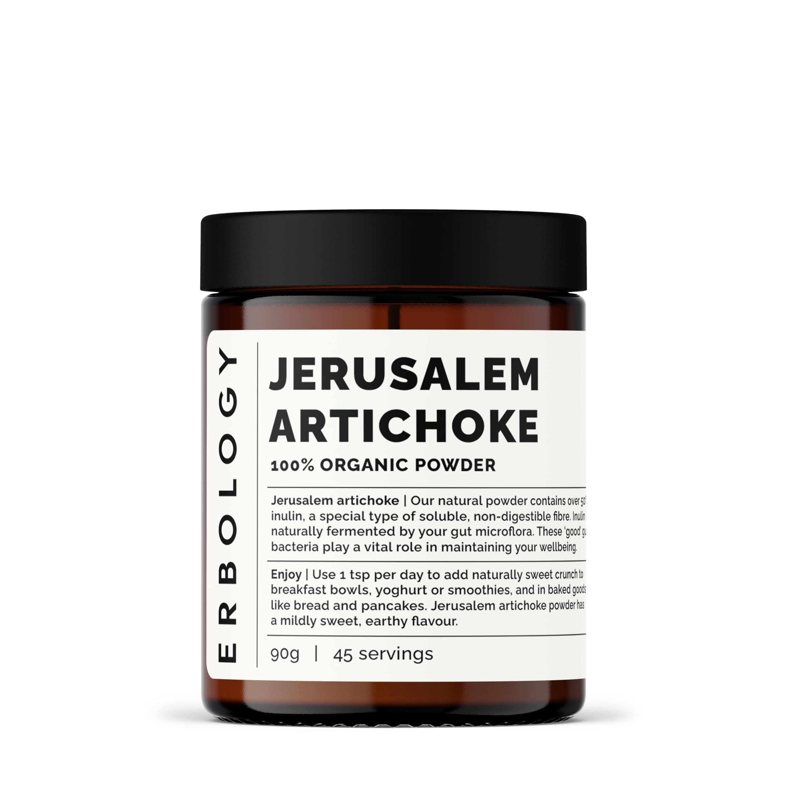 Organic Jerusalem Artichoke Powder 90g - 45 Servings - Over 50% Prebiotic Inulin - Supports Gut Health and Promotes Diverse Microbiome - Sustainably Sourced in Europe - Vegan - Gluten-Free